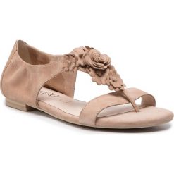 Sandały CAPRICE - 9-28100-22 Beige Pearl Su 413. Brązowe klapki damskie Caprice, bez wzorów, ze skóry, bez obcasa, na obcasie. W wyprzedaży za 179,00 zł.