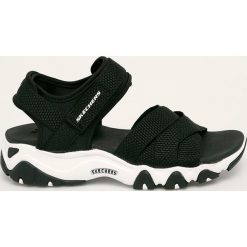 Skechers - Sandały. Czarne klapki damskie Skechers, bez wzorów, z gumy, bez obcasa, na obcasie. W wyprzedaży za 199,90 zł.