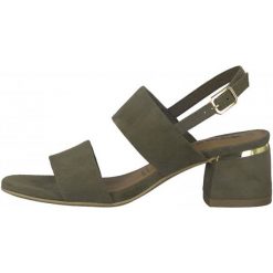 Tamaris Sandały Damskie Desie 36 Khaki. Brązowe sandały damskie marki Tamaris, bez wzorów, ze skóry, eleganckie, na wysokim obcasie, na obcasie, bez zapięcia. W wyprzedaży za 186,00 zł.