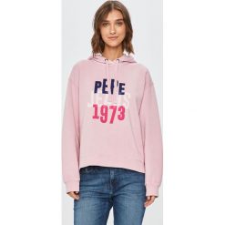 Pepe Jeans - Bluza Babe. Zielone bluzy damskie Pepe Jeans, s, z nadrukiem, z jeansu, bez rękawów, z kapturem. Za 279,90 zł.