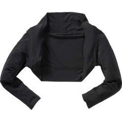 Bolerko dziewczęce bonprix czarny. Czarne swetry dziewczęce bonprix, bez wzorów, z elastanu, bez kołnierzyka, bez rękawów, bez kaptura. Za 37,99 zł.