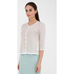 Kardigan w kolorze kremowo-złotym. Żółte swetry damskie Far Far Fashion, Ryłko by Agnes&Paul, bez wzorów. W wyprzedaży za 69,95 zł.