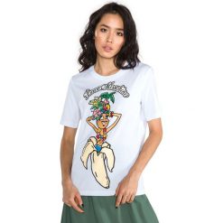 Love Moschino Koszulka Biały. Białe koszulki damskie Love Moschino, xl, z nadrukiem, z bawełny, bez kołnierzyka. Za 585,95 zł.