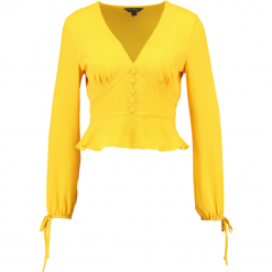 Miss Selfridge TEA TOP BLOUSE Bluzka ochre. Brązowe bluzki damskie Miss Selfridge, z elastanu. W wyprzedaży za 135,20 zł.