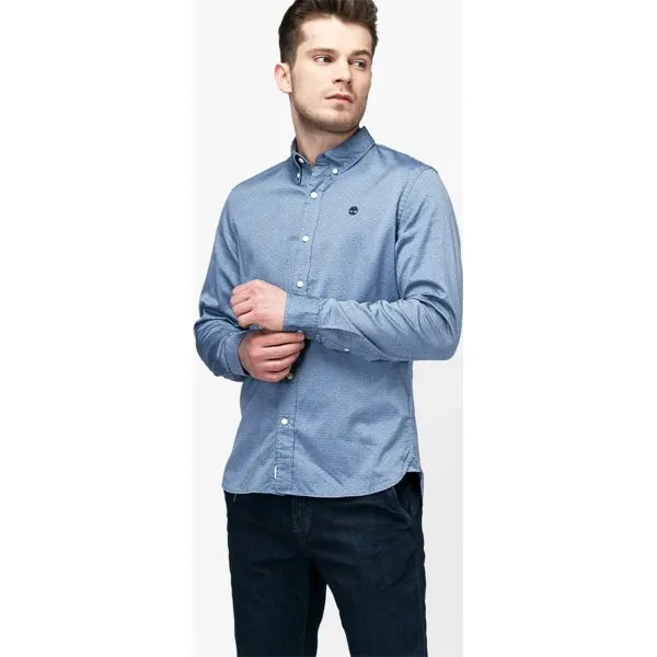 Timberland Koszula Ls Tioga River Texture Shirt Slim , niebieski, rozmiar L. Niebieskie koszule męskie Timberland, m, z aplikacjami, z bawełny, klasyczne, z klasycznym kołnierzykiem, bez rękawów. W wyprzedaży za 249,99 zł.