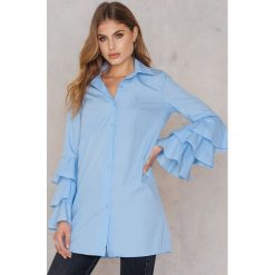 Sukienki hiszpanki: Boohoo Sukienka z marszczeniami na rękawach – Blue