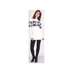 Sweter w skandynawskie wzory, SWE128 ecru/granat MKM. Niebieskie swetry klasyczne damskie marki Mkm swetry, na zimę, s, z dzianiny. Za 143,00 zł.