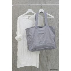 Torba lniana na zakupy - lenoui. Fioletowe shopper bag damskie Pakamera, z nadrukiem, z tkaniny, z nadrukiem. Za 120,00 zł.