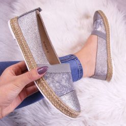 Espadryle damskie: Półbuty damskie espadryle srebrne Wishot