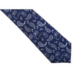 Granatowy krawat męski w paisley C23. Niebieskie krawaty męskie Modini Moda Męska, na co dzień, bez wzorów, z tkaniny, casualowe. W wyprzedaży za 49,50 zł.