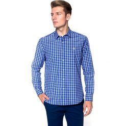 Koszula w kolorze niebiesko-białym. Niebieskie koszule męskie m, z haftami, z bawełny, casualowe. W wyprzedaży za 132,95 zł.