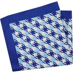 Niebiesko-Granatowa Poszetka CHATTIER w Dużą Pepitkę, Pepitę POSZCH0149. Niebieskie poszetki męskie Chattier, bez wzorów, eleganckie. Za 27,00 zł.