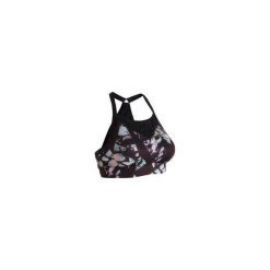 Stanik fitness cardio 120. Czarne buty sportowe damskie DOMYOS, w koronkowe wzory, z elastanu, na fitness i siłownię. Za 49,99 zł.