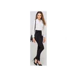 BLUZKA Z FONTAZIEM, BLU131 MAROKO. Białe spodnie damskie z wysokim stanem marki Lanti, xxl, z elastanu, eleganckie, z kokardą. Za 119,00 zł.