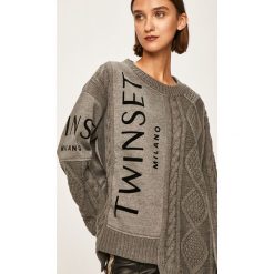 Twinset - Sweter. Szare swetry damskie Twinset, s, z aplikacjami, z bawełny, bez rękawów, bez kaptura. W wyprzedaży za 399,90 zł.