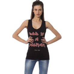 Top w kolorze czarnym. Czerwone topy damskie Frankie Morello, s, z nadrukiem, z okrągłym kołnierzem. W wyprzedaży za 109,95 zł.