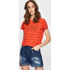 Lee - Top. Pomarańczowe topy damskie marki Lee, s, z bawełny, z okrągłym kołnierzem. Za 119,90 zł.