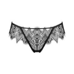Koronkowe stringi Queen of Black. Czarne stringi damskie WHITE RVBBIT, w paski, z koronki. Za 119,00 zł.