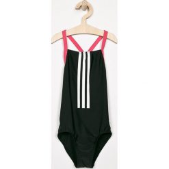 Adidas Performance - Strój kąpielowy dziecięcy 92-170 cm. Czarne stroje kąpielowe dziewczęce adidas Performance, bez wzorów, z elastanu. W wyprzedaży za 69,90 zł.