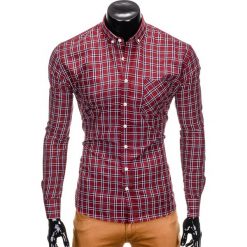 KOSZULA MĘSKA W KRATĘ Z DŁUGIM RĘKAWEM K394 - BORDOWA. Czerwone koszule męskie na spinki Ombre Clothing, m, z długim rękawem. Za 69,00 zł.