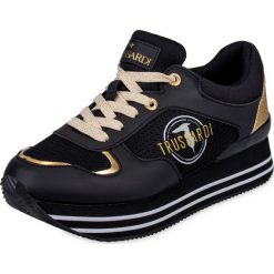 Trampki i Sneakersy Trussardi Jeans. Żółte trampki i tenisówki damskie Trussardi Jeans, bez wzorów, z jeansu, na sznurówki. Za 600,00 zł.