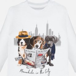Mayoral - Longsleeve dziecięcy 74-98 cm. Żółte t-shirty chłopięce Mayoral, z nadrukiem, z bawełny, z długim rękawem. Za 55,90 zł.