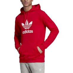 Adidas Trefoil Hoodie EJ9680 bluzy męskie czerwone XS. Czerwone bluzy męskie Adidas, xs, bez wzorów, z bawełny, sportowe, z kapturem, bez rękawów, bez kaptura. W wyprzedaży za 169,99 zł.