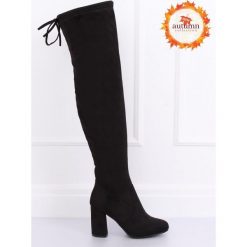 Muszkieterki na obcasie czarne PE239P BLACK. Czarne kozaki damskie FunKee.pl, z zamszu, klasyczne, bez obcasa, na obcasie, na zamek. Za 187,99 zł.