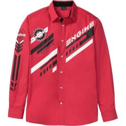Koszula z długim rękawem Slim Fit bonprix czerwony. Czerwone koszule męskie bonprix, xl, z nadrukiem, bez kołnierzyka, z długim rękawem. Za 59,99 zł.