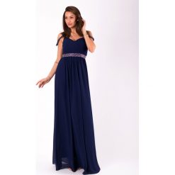 EVA&LOLA SUKIENKA GRANATOWY 51001-4. Niebieskie sukienki damskie EVA&LOLA, s, bez wzorów, bez kołnierzyka, bez rękawów. Za 206,03 zł.