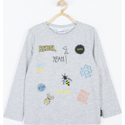 Koszulka. Szare t-shirty chłopięce z długim rękawem marki KING OF COOL, z aplikacjami. Za 42,90 zł.