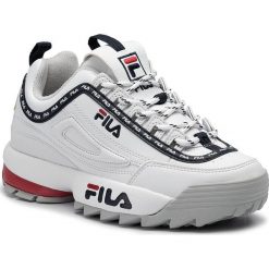 Sneakersy FILA - Disruptor Logo Low Wmn 1010748.1FG White. Białe półbuty damskie Fila, na co dzień, bez wzorów, ze skóry ekologicznej, bez obcasa, na płaskiej podeszwie, bez zapięcia. Za 519,00 zł.