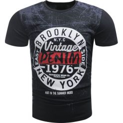 Koszulka męska t-shirt z nadrukiem czarny Recea. Czarne koszulki męskie Recea, s, z nadrukiem, z bawełny, klasyczne. Za 29,99 zł.