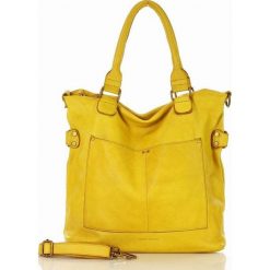 MARCO MAZZINI Torebka skórzana vintage shopper z dwoma kieszeniami pelle lavata żółty mustard. Żółte torby damskie na zakupy MAZZINI, w paski, ze skóry, vintage, bez dodatków. Za 499,00 zł.