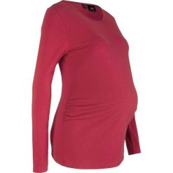 Shirt ciążowy basic z długim rękawem bonprix pomarańczowo-czerwony. Czerwone koszulki damskie bonprix, bez wzorów, ze skóry, bez kołnierzyka. Za 27,99 zł.