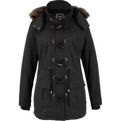 Kurtka parka z guzikami kołkami bonprix czarny. Czarne kurtki damskie bonprix, bez wzorów, bez kaptura. Za 189,99 zł.