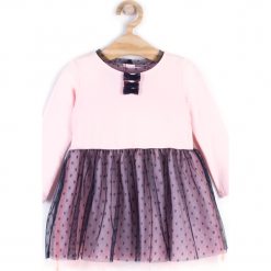 Sukienka. Różowe sukienki dziewczęce marki ELEGANT BABY GIRL, w grochy, z elastanu, eleganckie, z długim rękawem, długie. Za 34,90 zł.