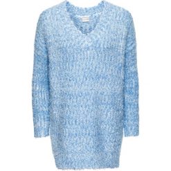 Swetry damskie: Sweter dzianinowy bonprix jasnoniebiesko-biały