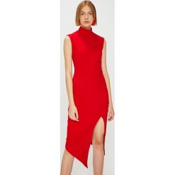 Answear - Sukienka Watch Me. Czerwone sukienki damskie ANSWEAR, s, bez wzorów, z elastanu, z golfem, bez rękawów, midi, dopasowane. W wyprzedaży za 49,90 zł.