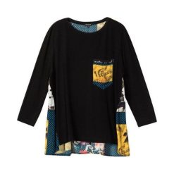 Desigual koszulka damska Ts Lindsey S czarna. Czarne koszulki damskie Desigual, s, w kolorowe wzory. Za 249,00 zł.
