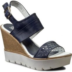 Espadryle SIMEN - 0524 VS1799. Niebieskie espadryle damskie marki Simen, bez wzorów, ze skóry, bez obcasa, na obcasie. W wyprzedaży za 179,00 zł.