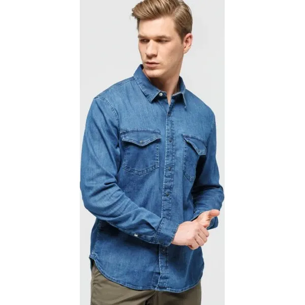 Timberland Koszula Ls Mumford River Stretch Denim , granatowy, rozmiar M. Niebieskie koszule męskie Timberland, m, bez wzorów, z elastanu, bez kołnierzyka, bez rękawów. W wyprzedaży za 343,99 zł.