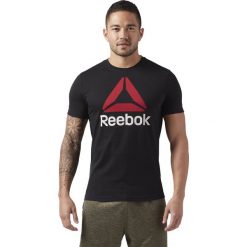 T-shirty męskie: KOSZULKA QQR- REEBOK STACKED BLACK/EXCRED
