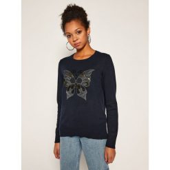 Sweter Desigual Butterfly 20WWJF91. Niebieskie swetry damskie Desigual, s, bez wzorów, klasyczne, bez rękawów, bez kaptura. Za 449,00 zł.