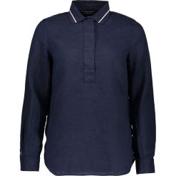 Lniana bluzka w kolorze granatowym. Niebieskie bluzki damskie Marc O'Polo, bez wzorów, ze lnu, z klasycznym kołnierzykiem, bez rękawów. W wyprzedaży za 329,95 zł.