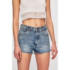 Wrangler - Szorty. Niebieskie szorty damskie Wrangler, s, bez wzorów, z elastanu, casualowe, z podwyższonym stanem. W wyprzedaży za 159,90 zł.