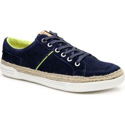 Tenisówki męskie: Trampki męskie skórzane espadryle granatowe Big Star AA174236