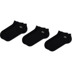 Zestaw 3 par niskich skarpet unisex LACOSTE - RA1163 Black/Black/Black 8VM. Czarne skarpetki damskie Lacoste, bez wzorów, z elastanu. Za 89,00 zł.
