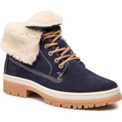 Trapery TAMARIS - 1-26254-21 Navy 805. Niebieskie trapery damskie Tamaris, ze skóry, bez obcasa, bez zapięcia. W wyprzedaży za 209,00 zł.