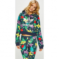 Adidas Originals - Bluza. Zielone bluzy damskie z kapturem marki adidas Originals, z bawełny. Za 279,90 zł.